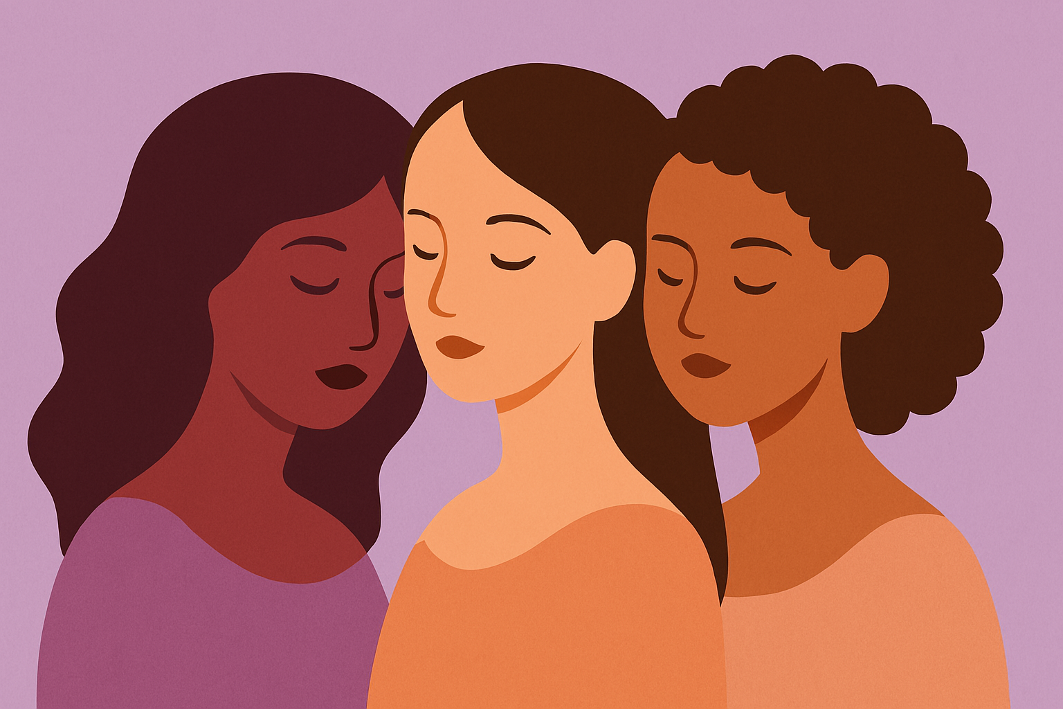 Imagen de mujeres de perfil, unidas