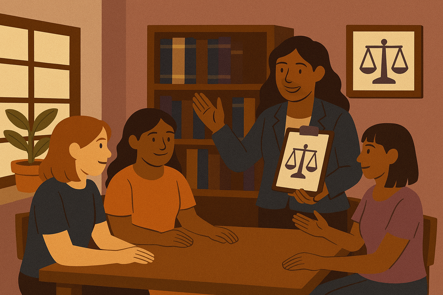 Imagen de mujer alentada por otras